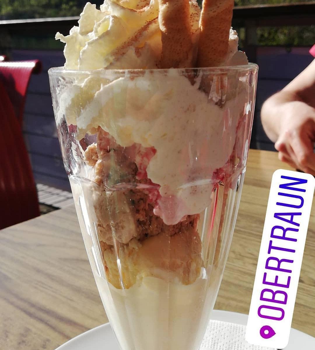 Ice-cream dessert served on the Seecafé terrace